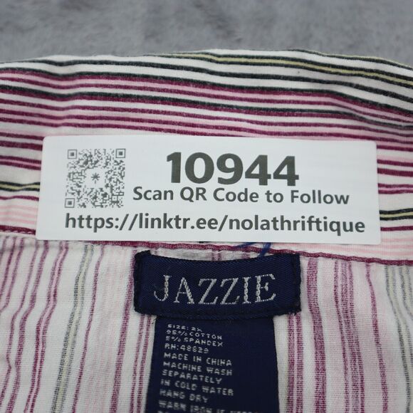 Jazzie Shirt Women 2X Pink Long Sleeve Button Up Casual Striped Plus Size - Picture 8 of 16